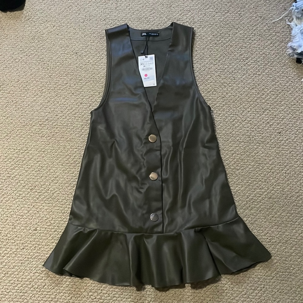 Zara Army Green Dress with Buttons